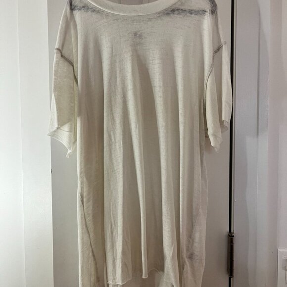 NSF White Tee Shirt Top Bias Cut Cotton Scoop Neck Short Sleeve Size L - Picture 3 of 7